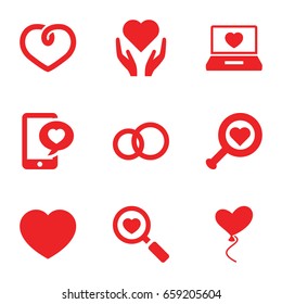 Valentine icons set. set of 9 valentine filled icons such as laptop with heart, heart