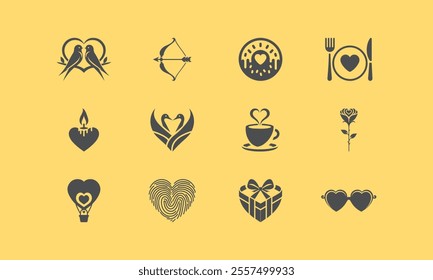 Valentine Icons Set - Flat, Minimal Vector Designs