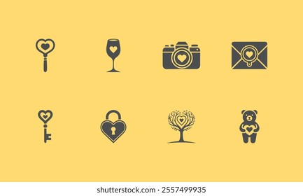 Valentine Icons Set - Flat, Minimal Vector Designs