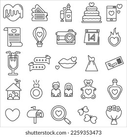 Valentine icons set. valentine icon vector illustration set. love icon. heart icon illustration