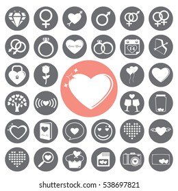 Valentine icons set.Vector Illustration