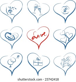 valentine icons in vector
