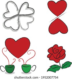 Valentine Icons vector Red heart illustration isolated on white background