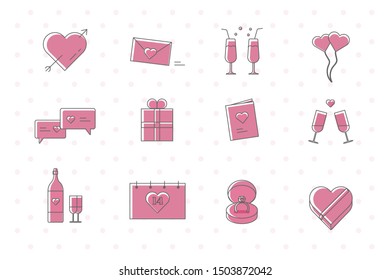 Valentine icons. Vector Romantic set. 