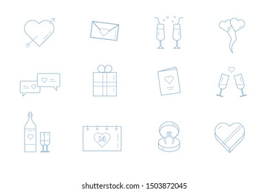 Valentine icons. Vector Romantic set. 
