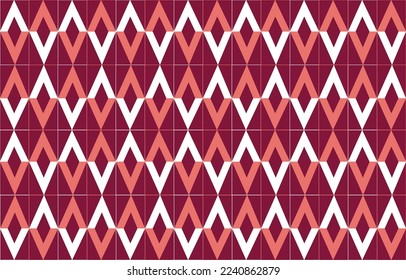 Patrón de triángulo geométrico de Valentine Ikat, color de amor sin costura, restro vintage, traje blanco, rojo y rosa para la impresión de prendas de vestir, libro de chatarra, moda. Imprimir a petición.