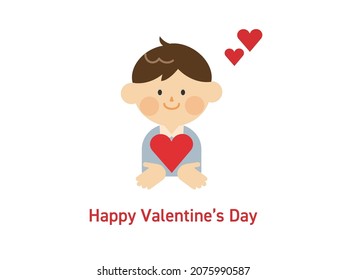 Valentine illustration of a boy with a red heart