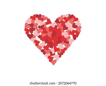 Valentine image illustration of a heart symbol made of many small hearts
