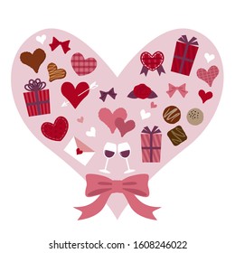 Valentine items in heart shape