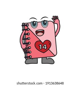 Valentine Kawaii Cute Book Fill Line