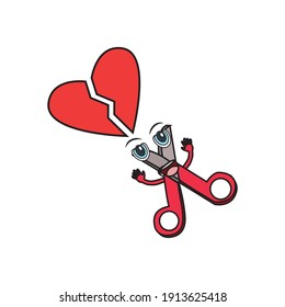 Valentine Kawaii Cute Scissor Fill Line