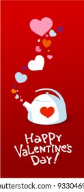 Valentine kettle with love hearts.