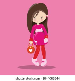 valentine kids girl design vector illustration