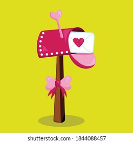 Valentine Kids Mailbox Design Vector Illustration