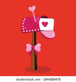 Valentine Kids Mailbox Design Vector Illustration