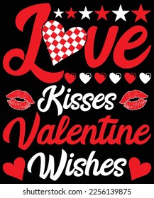 Valentine Kiss Design – Love Kisses and Valentine Wishes T-Shirt design.