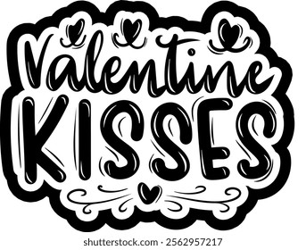 valentine kisses valentines day black vector graphic design and cut file