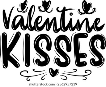 valentine kisses valentines day black vector graphic design and cut file