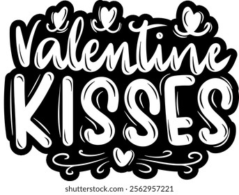 valentine kisses valentines day black vector graphic design and cut file