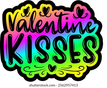 valentine kisses valentines day colorful bright rainbow graphic design