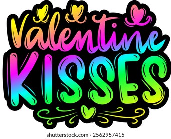 valentine kisses valentines day colorful bright rainbow graphic design