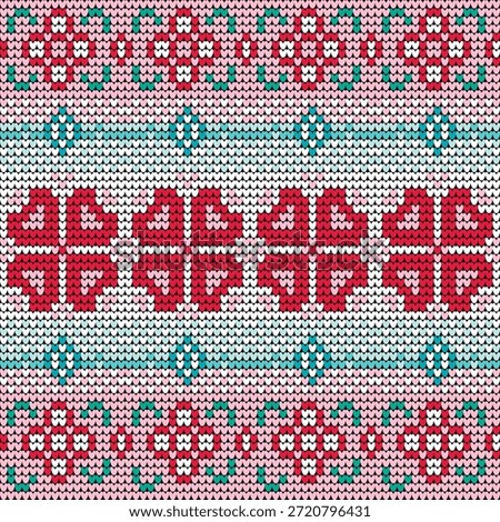 Valentine knitted heart pattern seamless background