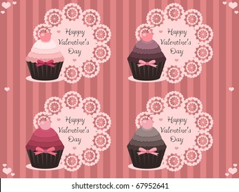 valentine labels with cupcakes