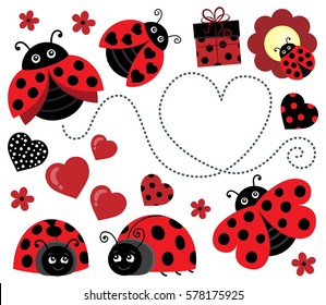 Valentine ladybugs theme image 2 - eps10 vector illustration.