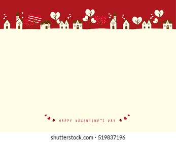 Valentine  landscape and a lot of hearts  vector illustration.