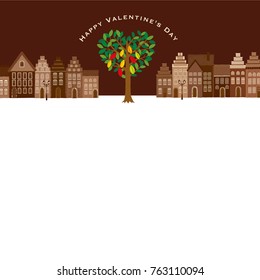 Valentine landscape and heart-shaped cacao tree
