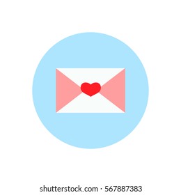 Valentine letter, flat icon, vector illustration Eps10.