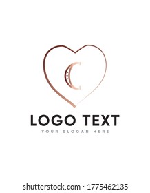 The Valentine letter type C logo template, Vector logo for business and company identity 