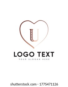 The Valentine letter type U logo template, Vector logo for business and company identity 