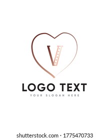 Der Valentinbuchstabe Typ V Logo-Vorlage, Vektorlogo für Unternehmen und Firmenidentität 