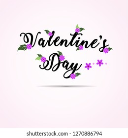 valentine lettering with flowers
