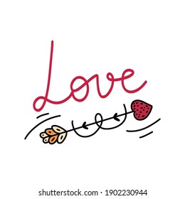 Valentine lettering, hand drawn style. Valentines day icon. Love lettering.
