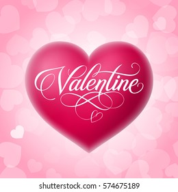 Valentine Lettering on Big Heart