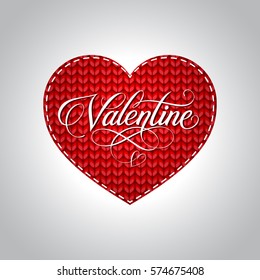 Valentine Lettering on Knitted Heart