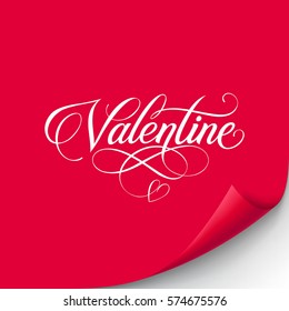 Valentine lettering on red background