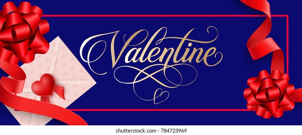 Valentine Lettering with Ribbons and Bows