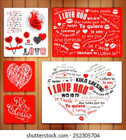 Valentine Letterpress Card Kulo tresno, ljubim te, BHEBBEK, LUBim te,Ya tebya lyublyu, Te amo, Wo ie ni, S' ayapo, Obicham te, Te quiero, Mi amas vin, Naku penda  means "I love you"