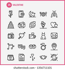 Valentine Line Icons Set For Infographics, Mobile UX/UI Kit And Print Design. Include: Cd, Disk, Love, Valentine, Romantic, Hand, Love, Valentine, Icon Set - Vector