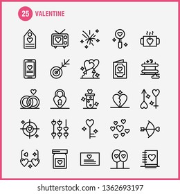 Valentine Line Icons Set For Infographics, Mobile UX/UI Kit And Print Design. Include: Bottle, Medicine, Love, Valentine, Romantic, Book, Love, Valentine, Icon Set - Vector