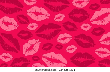 Fondo de los labios de San Valentín. Símbolos vectoriales del amor por las mujeres felices, las madres, el día de San Valentín, diseño de tarjetas de felicitación de cumpleaños.