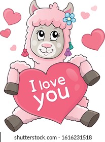Valentine llama theme image 2 - eps10 vector illustration.