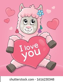 Valentine llama theme image 3 - eps10 vector illustration.