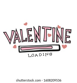 Valentine loading doodle style vector illustration