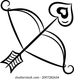 Valentine love arrow drawing sketch for coloring