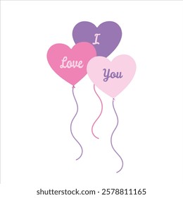 Valentine love balloon on white background. Vector object design element for Valentine's day.