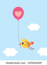 valentine love bird with ballon vector